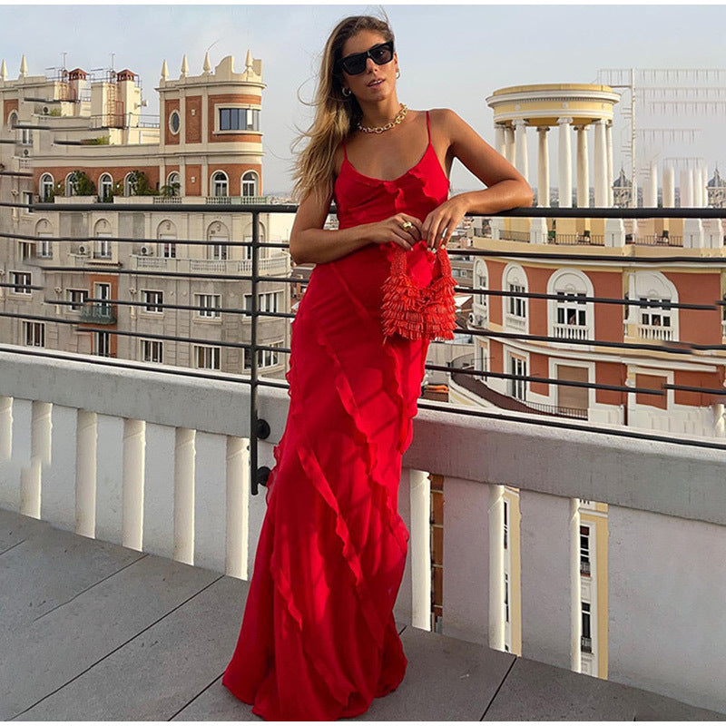 Sira – Elegant Chiffon Ruffle Dress, Feminine, for Special Occasions