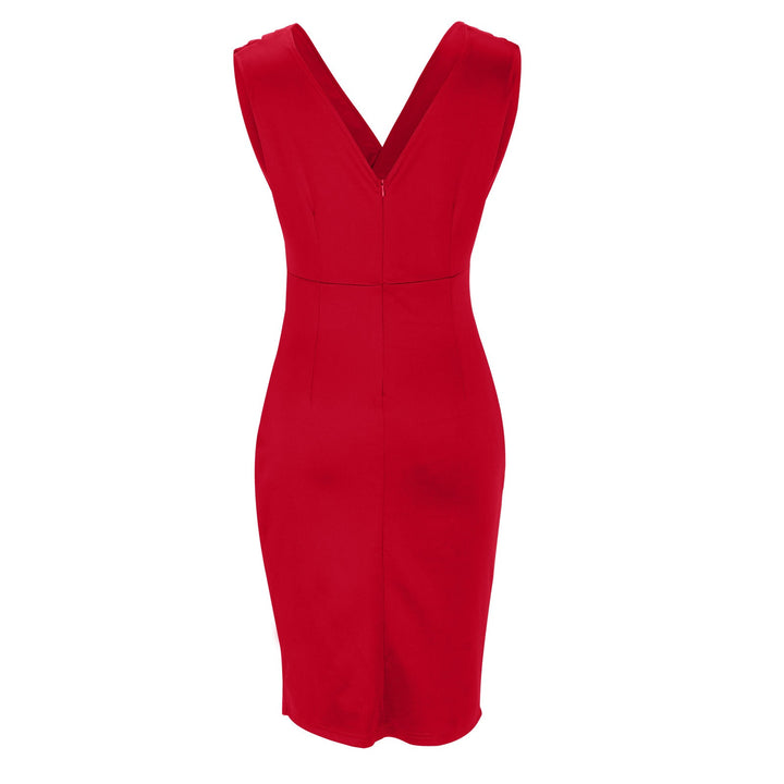 Fresia – Chic Women's Fitted Dress with V-Neck and Midi Skirt with Slit