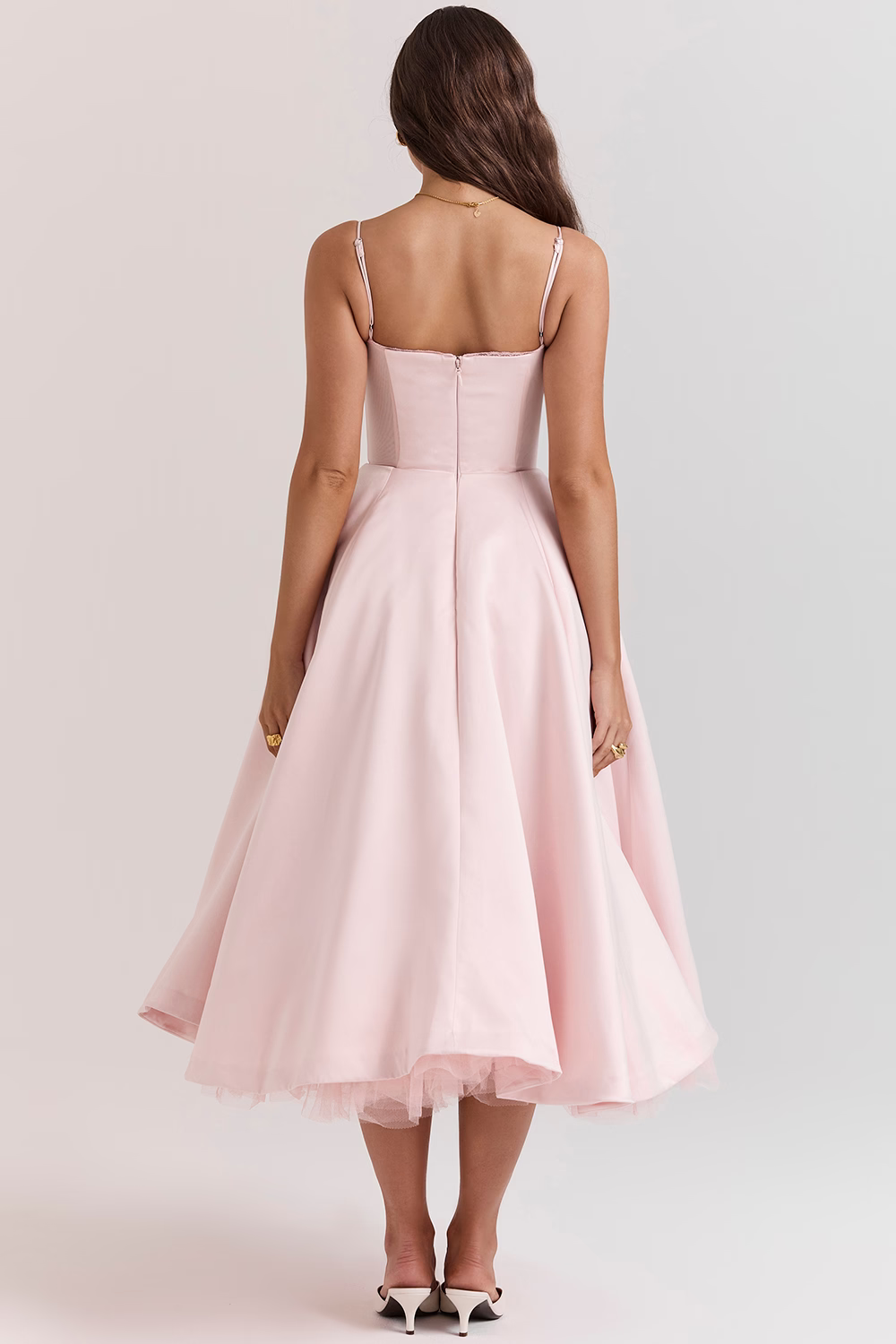 Benilda – Elegant Midi Dress for Women in Duchesse Satin and Tulle
