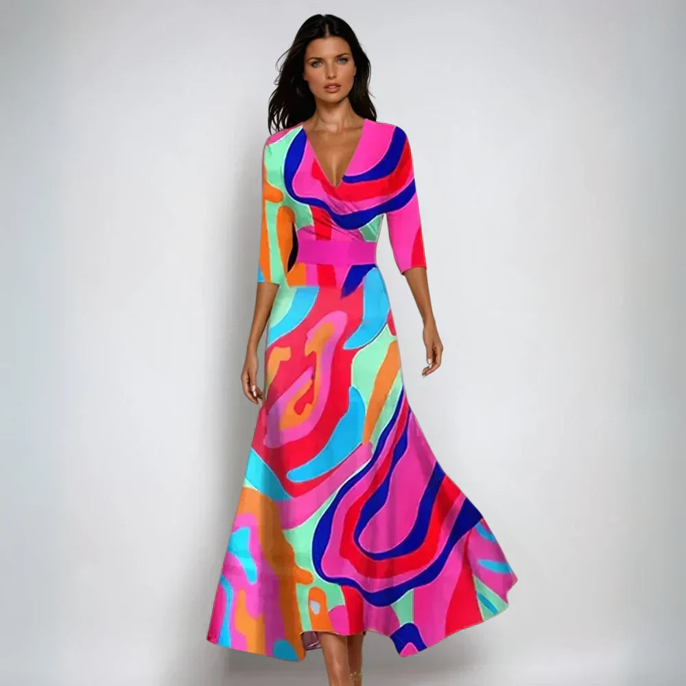 Emily – Elegant Summer Floral Wrap Dress for Women