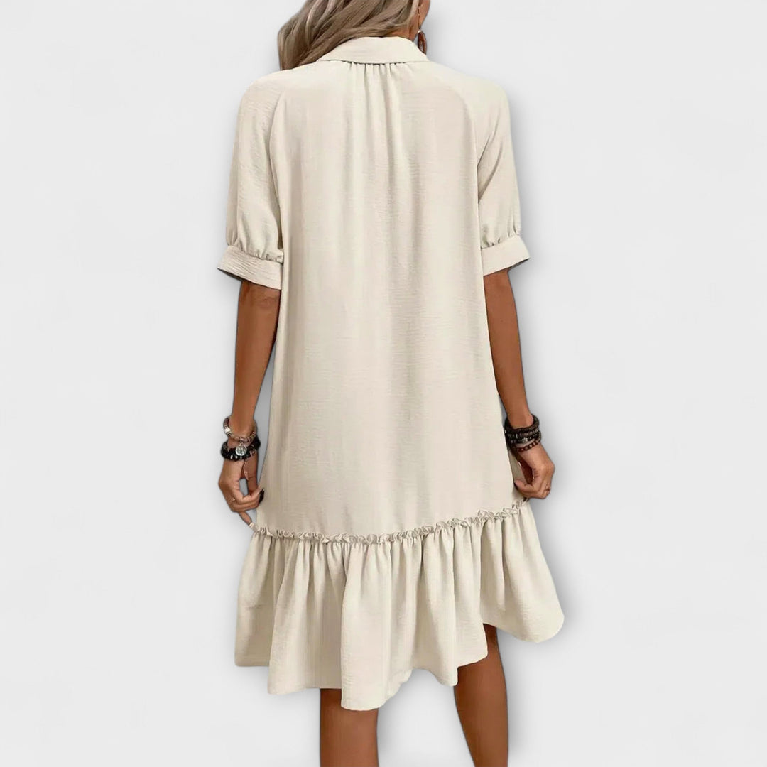 Aliyah | Ruffled Hem Button Down Dress