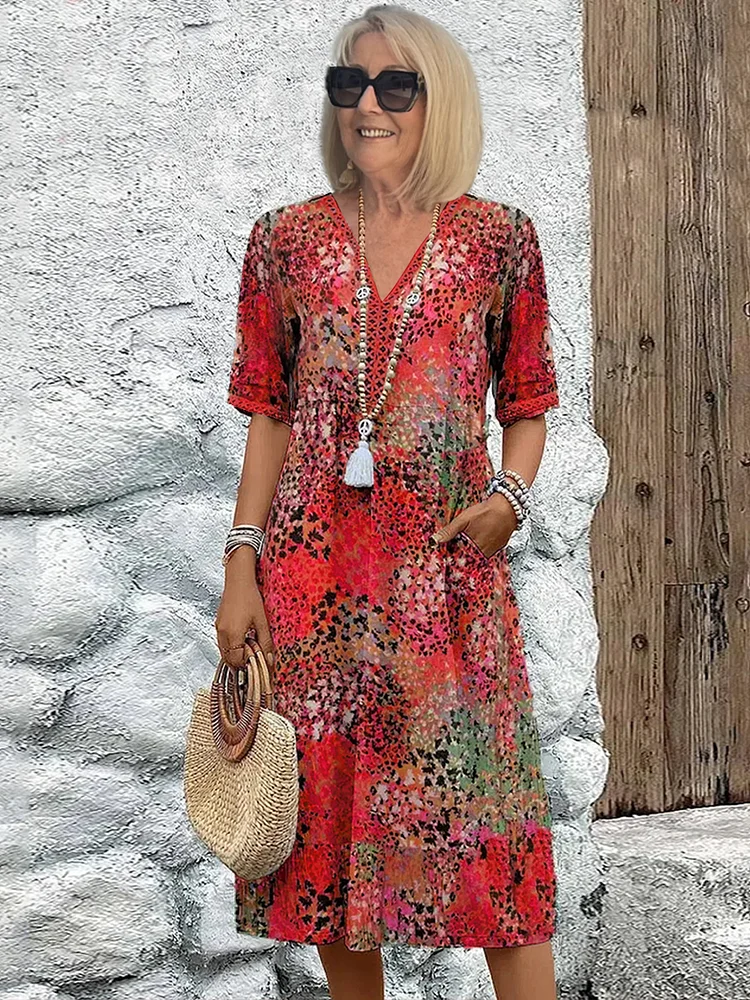 Nina – Elegant Midi Dress for Women in Bright Color