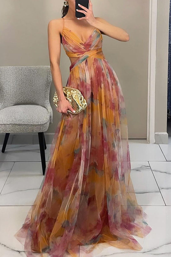Liora – Elegant Maxi Dress for Women with Acquerel Print