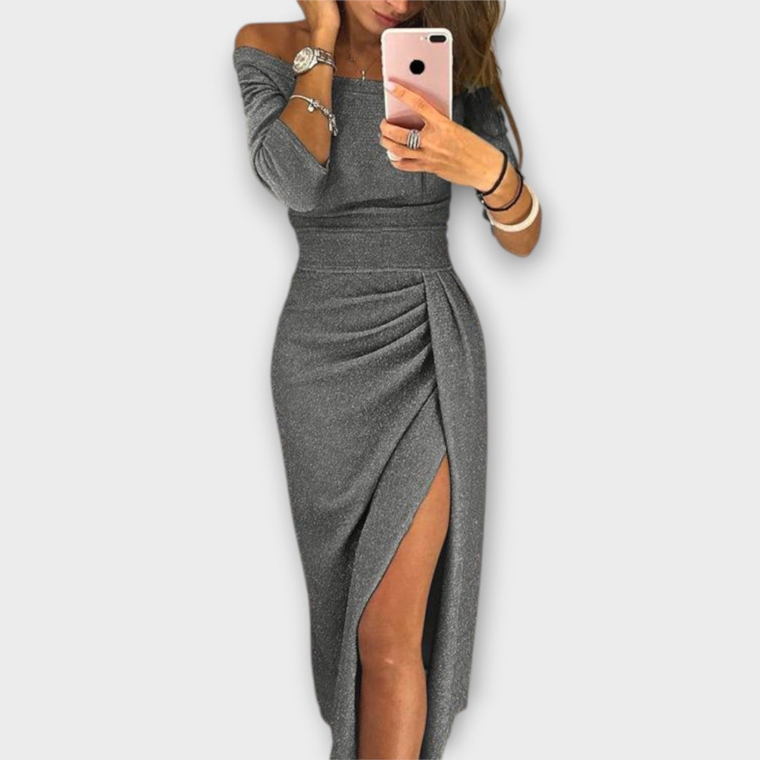 Azja – Elegant Off-Shoulder Dress for Women Tailored Fit Events