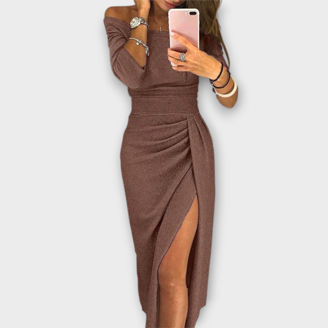 Azja – Elegant Off-Shoulder Dress for Women Tailored Fit Events