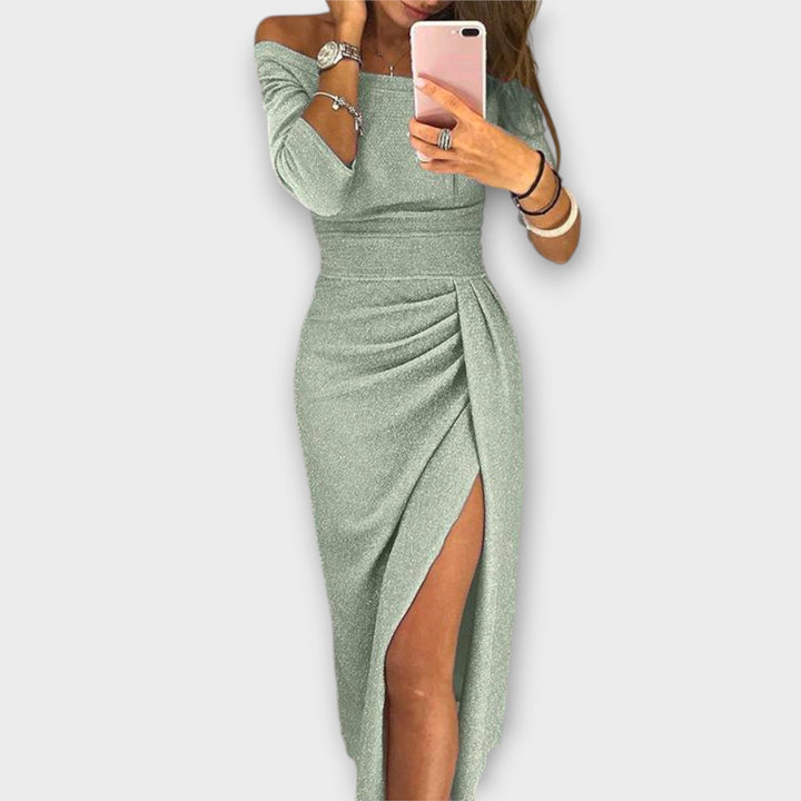 Azja – Elegant Off-Shoulder Dress for Women Tailored Fit Events