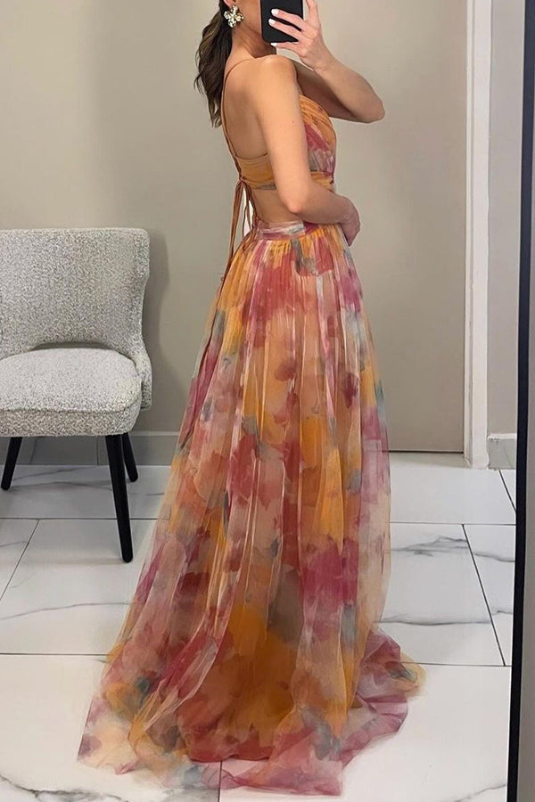 Liora – Elegant Maxi Dress for Women with Acquerel Print
