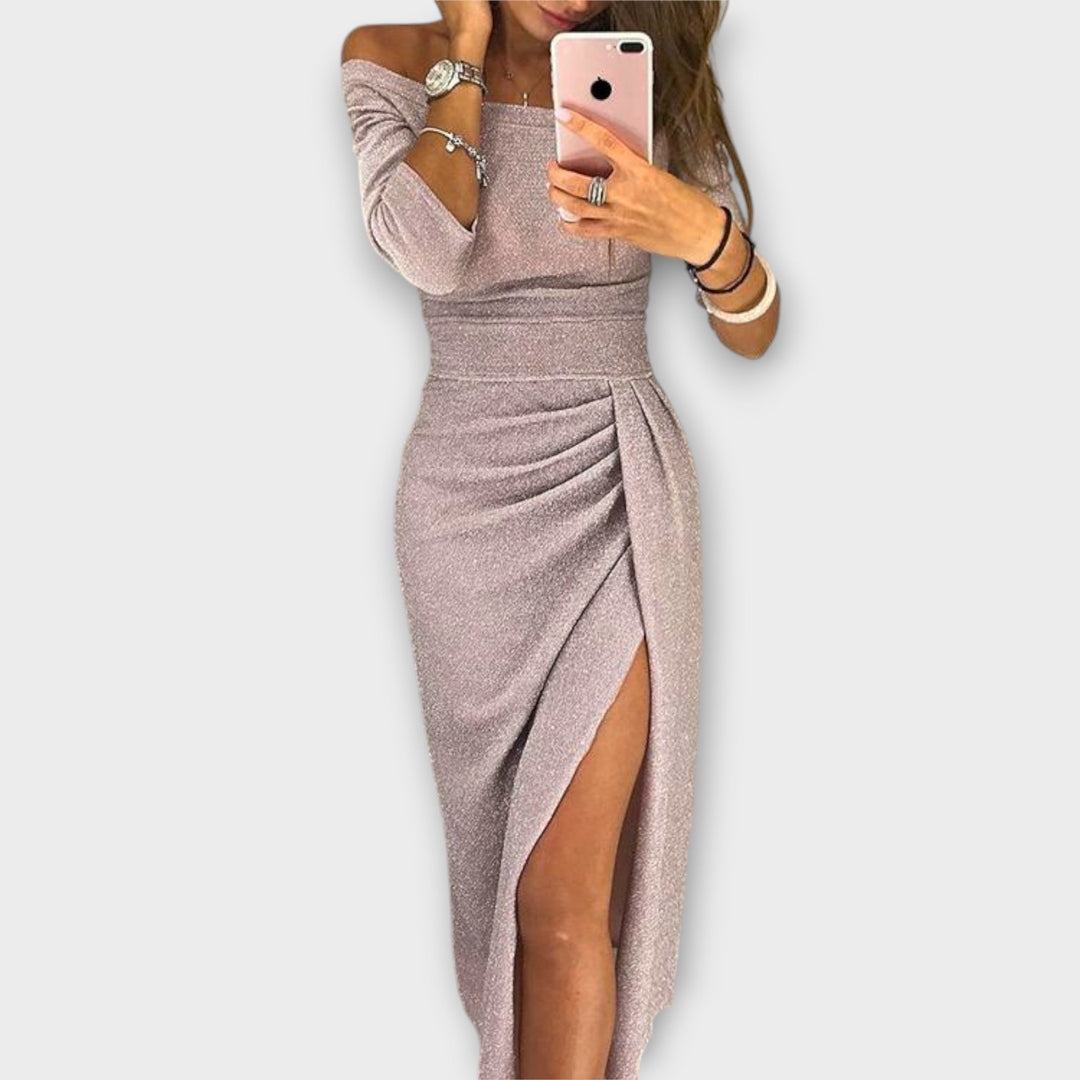Azja – Elegant Off-Shoulder Dress for Women Tailored Fit Events