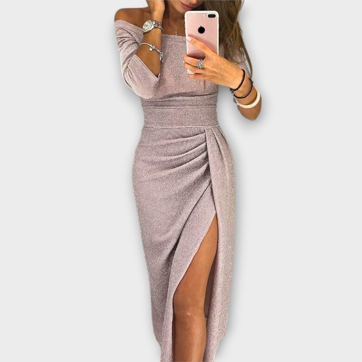 Azja – Elegant Off-Shoulder Dress for Women Tailored Fit Events
