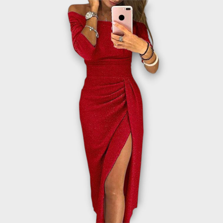 Azja – Elegant Off-Shoulder Dress for Women Tailored Fit Events
