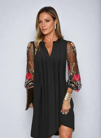 Renata – Elegant Dress with Embroidered Sleeves