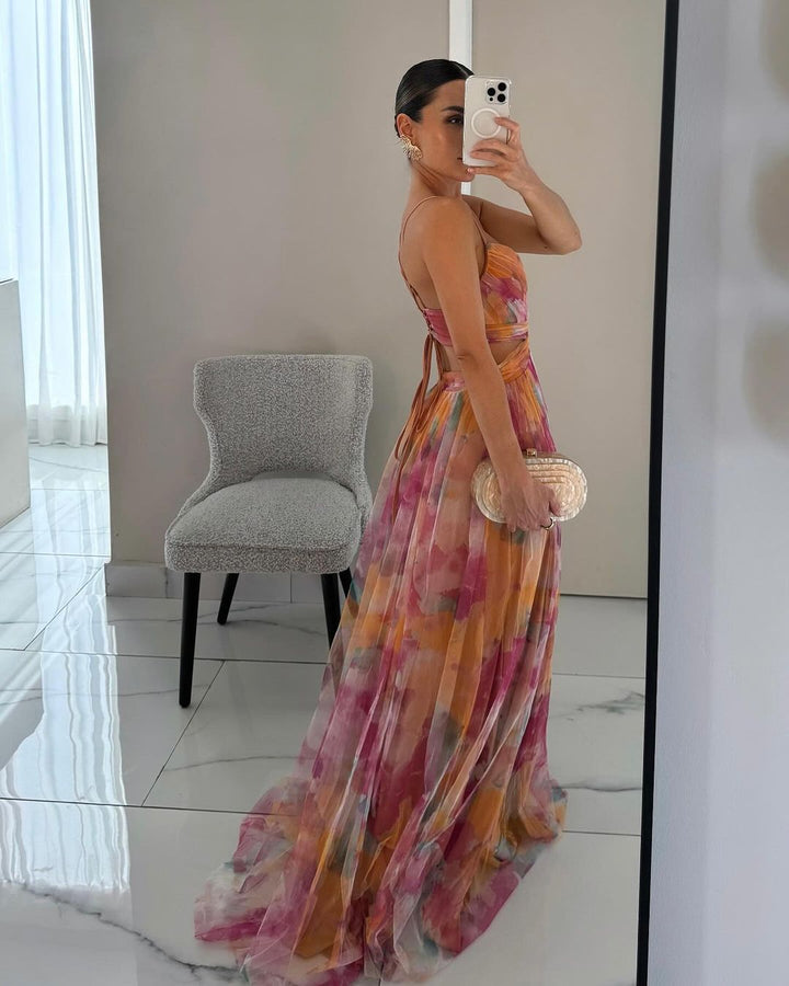 Liora – Elegant Maxi Dress for Women with Acquerel Print