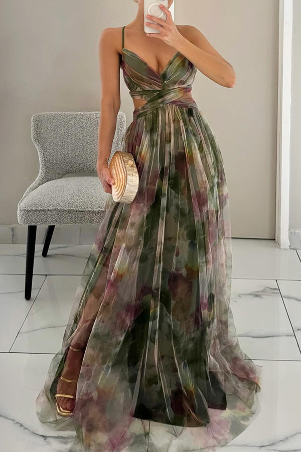Liora – Elegant Maxi Dress for Women with Acquerel Print