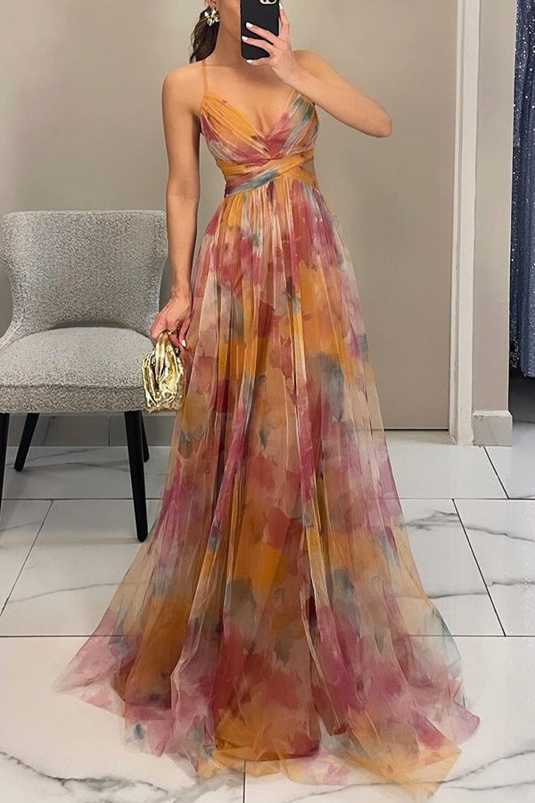 Liora – Elegant Maxi Dress for Women with Acquerel Print