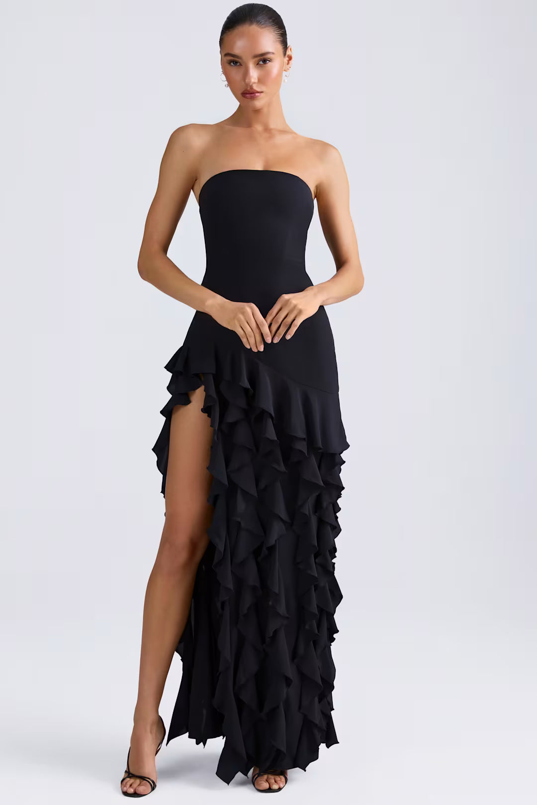 Rosalie | Strapless Ruffle Evening Gown
