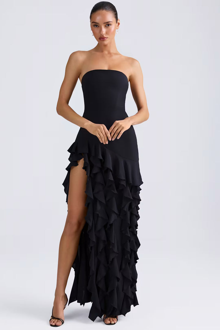 Rosalie | Strapless Ruffle Evening Gown