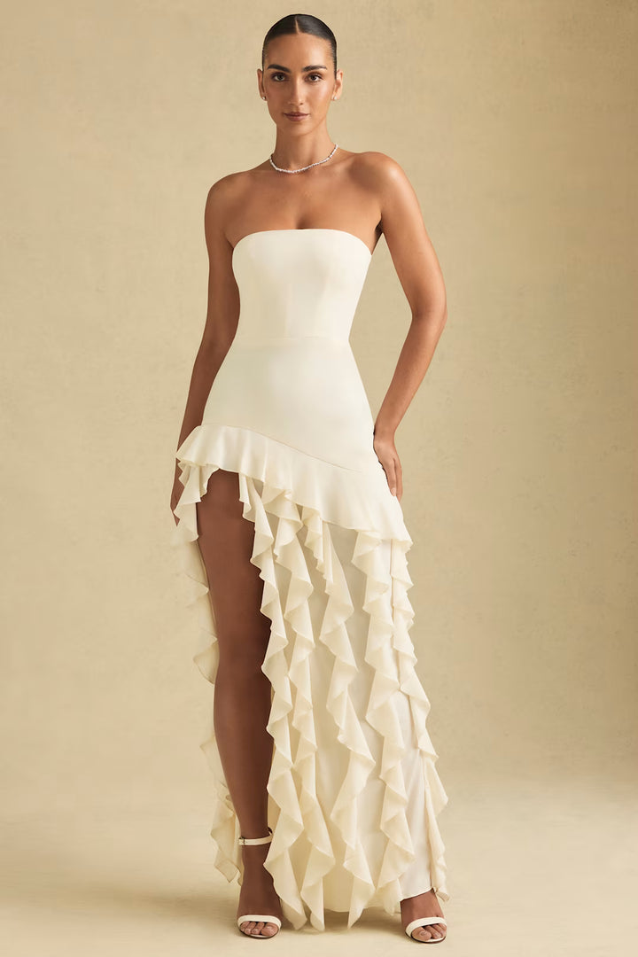 Rosalie | Strapless Ruffle Evening Gown