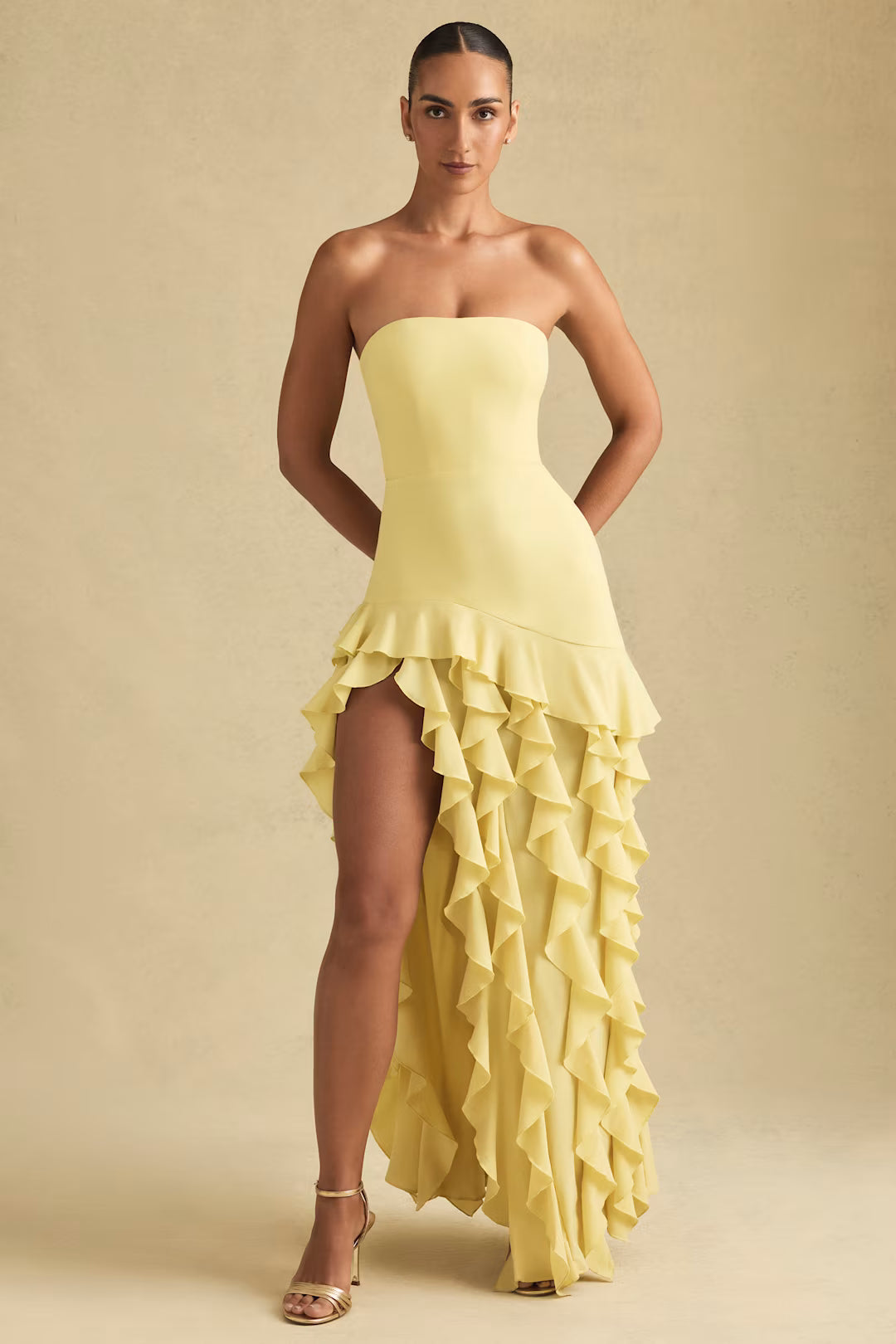 Rosalie | Strapless Ruffle Evening Gown