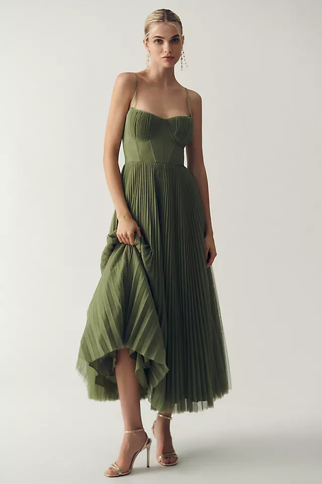 Elara – Elegant Occasion Dress with Pleated Tulle Corset