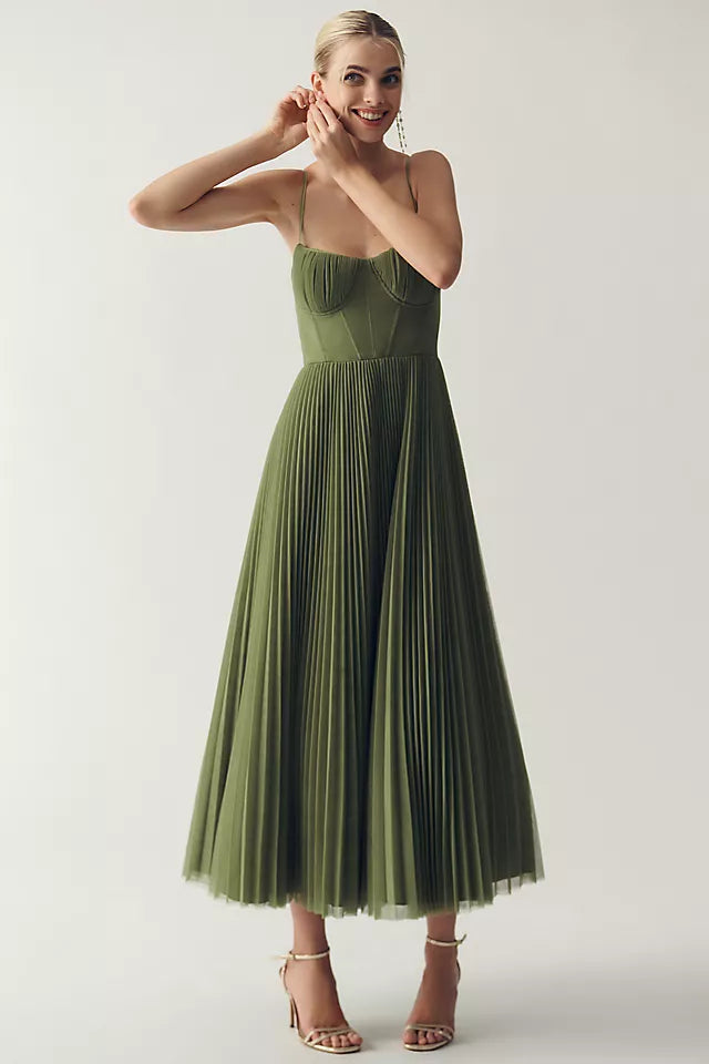 Elara – Elegant Occasion Dress with Pleated Tulle Corset