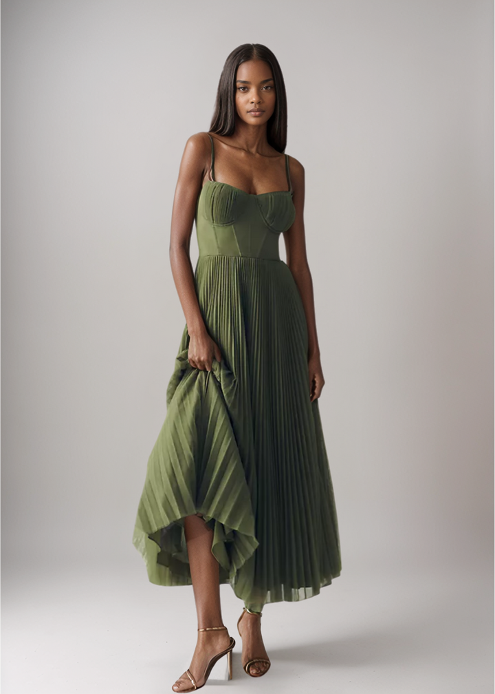 Elara – Elegant Occasion Dress with Pleated Tulle Corset