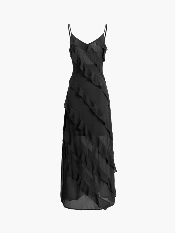 Sira – Elegant Chiffon Ruffle Dress, Feminine, for Special Occasions