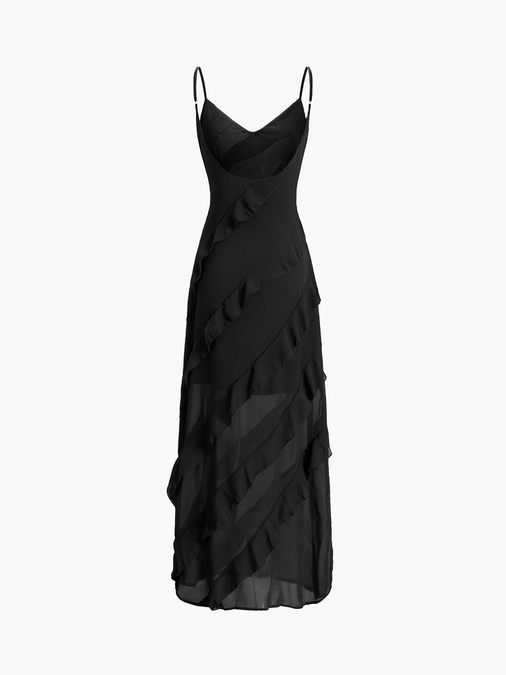 Sira – Elegant Chiffon Ruffle Dress, Feminine, for Special Occasions