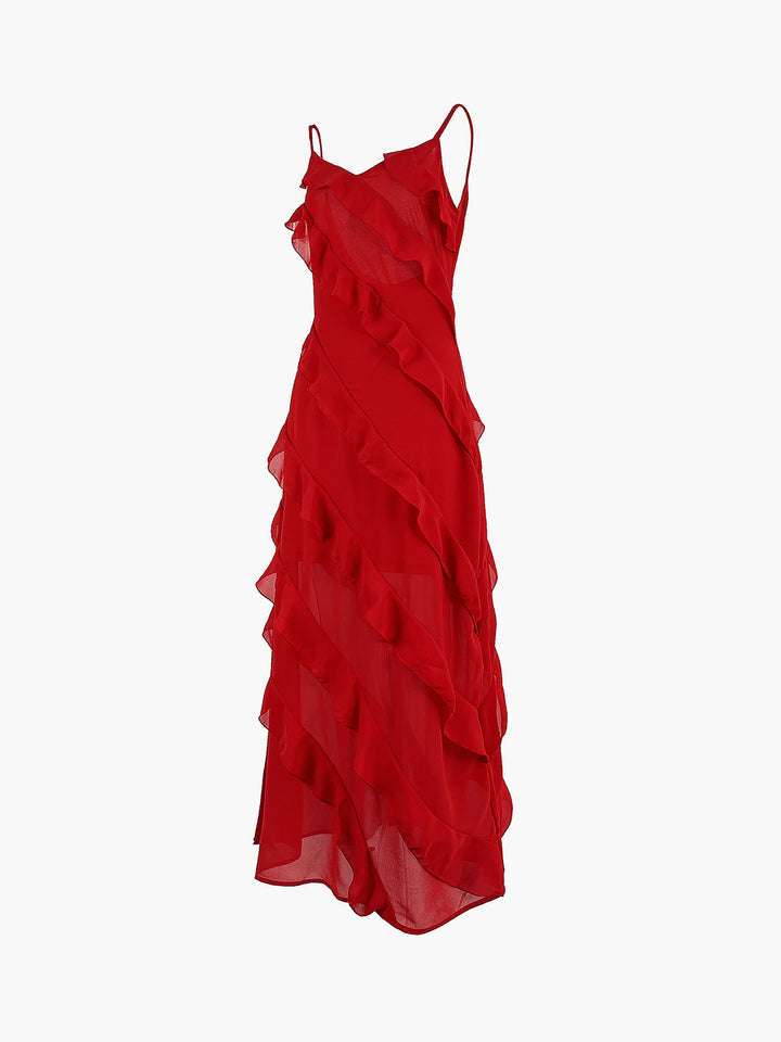 Sira – Elegant Chiffon Ruffle Dress, Feminine, for Special Occasions