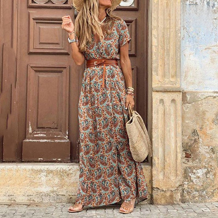 Marlene – Women's Maxi Boho Dress with Paisley Pattern