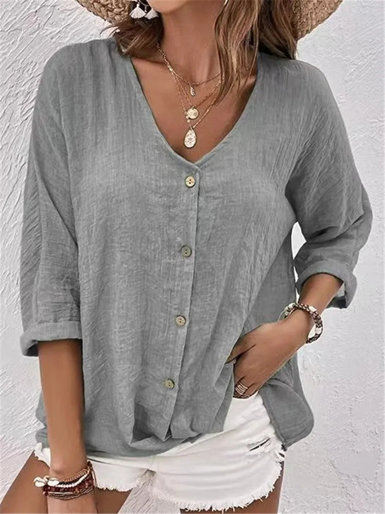 Fleur™ – SUMMER BLOUSE WITH BUTTON DETAIL