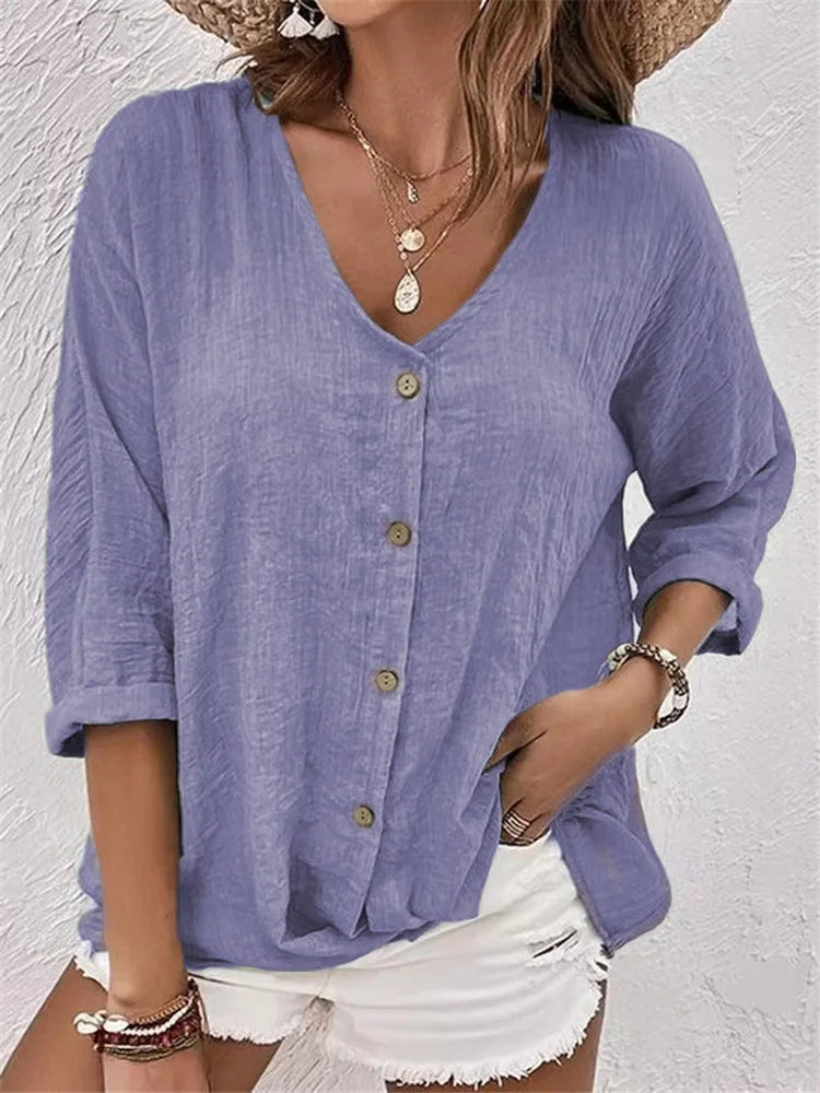 Fleur™ – SUMMER BLOUSE WITH BUTTON DETAIL
