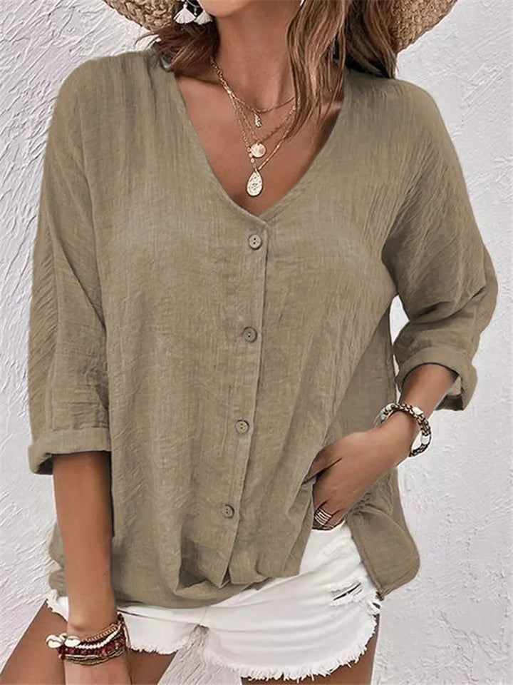 Fleur™ – SUMMER BLOUSE WITH BUTTON DETAIL