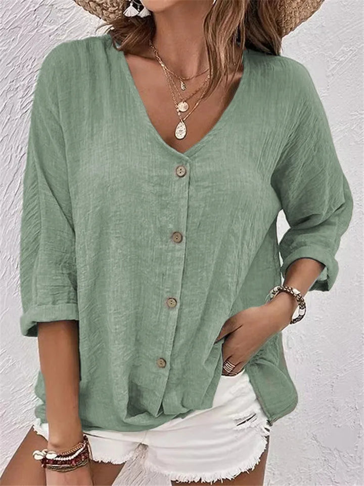 Fleur™ – SUMMER BLOUSE WITH BUTTON DETAIL