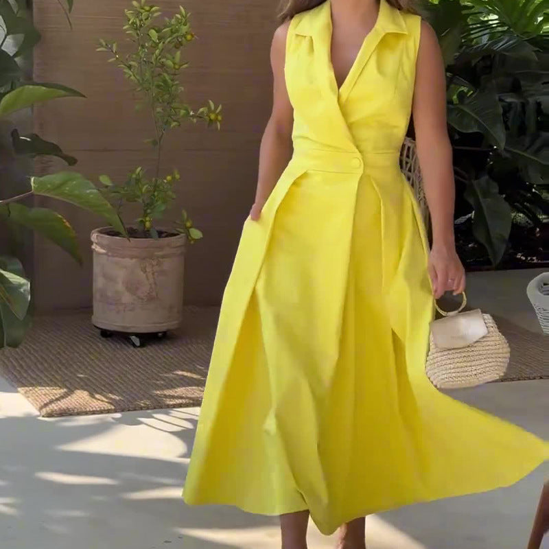 Amancia – Elegant Midi Dress for Women with V-Neck