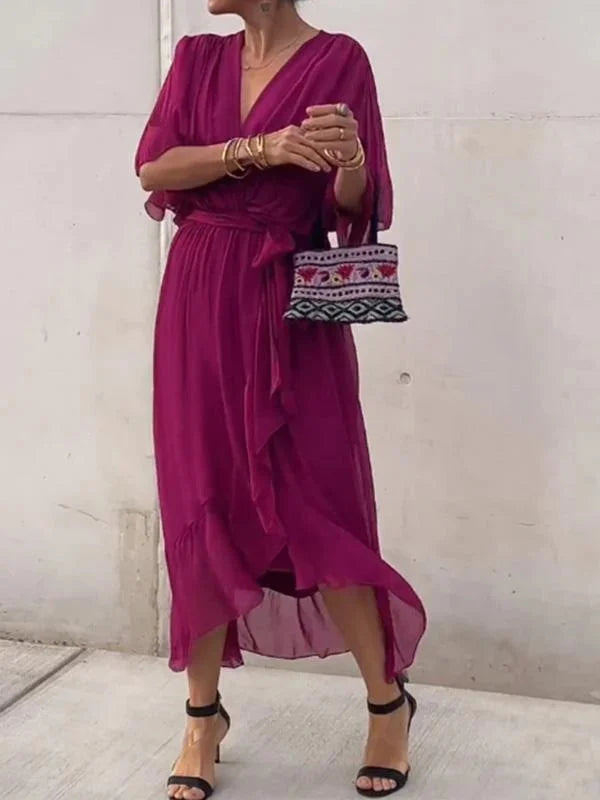 Aurora – Midi Chiffon Dress for Women, Wrap Style, Summer