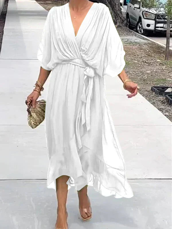 Aurora – Midi Chiffon Dress for Women, Wrap Style, Summer