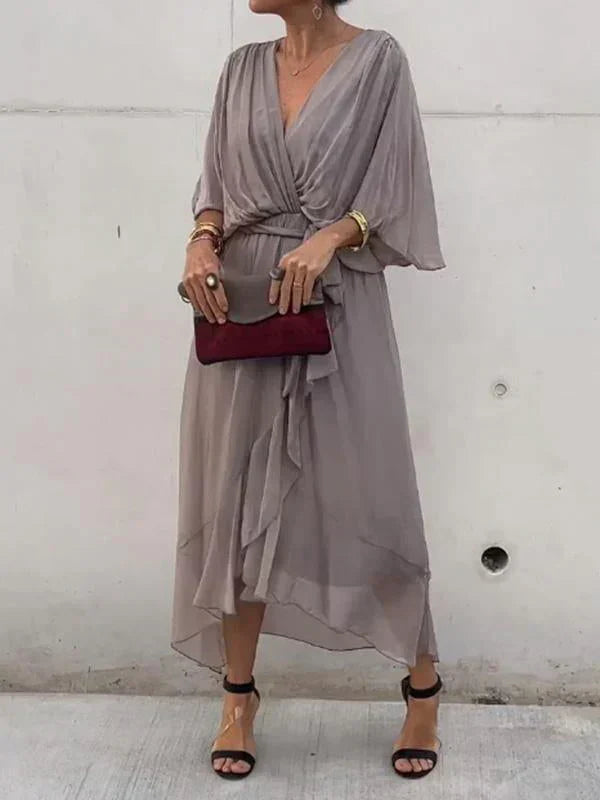 Aurora – Midi Chiffon Dress for Women, Wrap Style, Summer