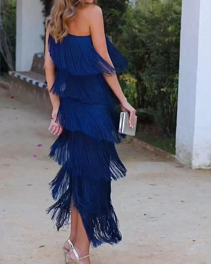 Dahlia – Elegant Women's Dress with Fringes and Modern Style