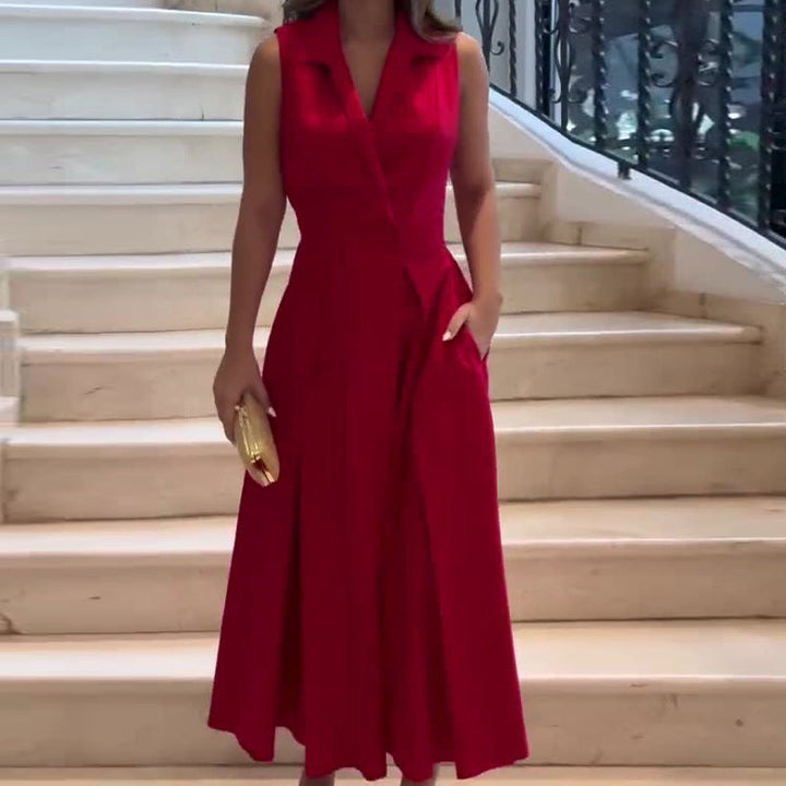 Amancia – Elegant Midi Dress for Women with V-Neck