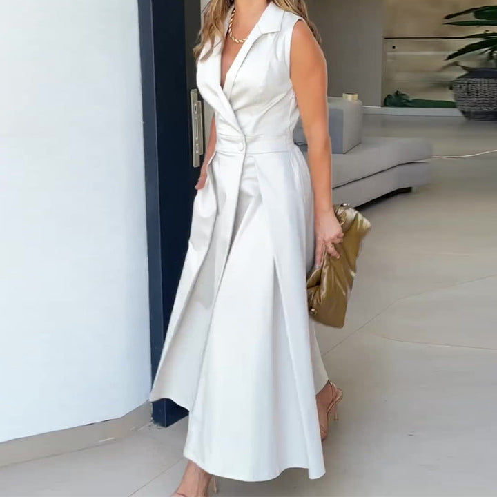 Amancia – Elegant Midi Dress for Women with V-Neck