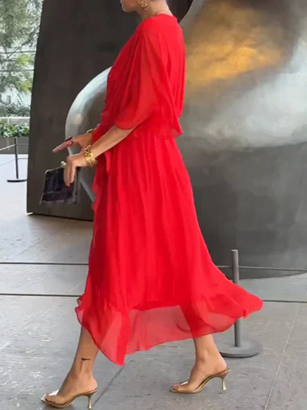 Aurora – Midi Chiffon Dress for Women, Wrap Style, Summer
