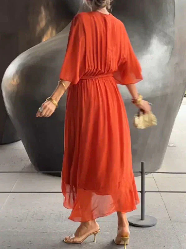 Aurora – Midi Chiffon Dress for Women, Wrap Style, Summer